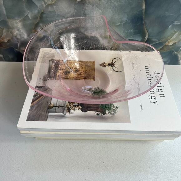 Villeroy And Boch Pink Depression Glass Trinket Dish Swirl/Teardrop Blown Glass - Picture 1 of 13